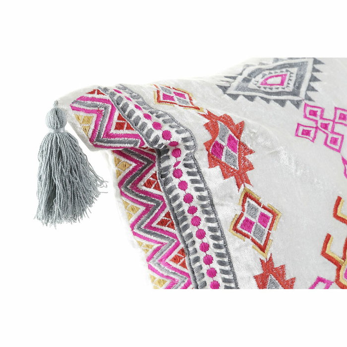 DKD Home Decor Cojín de Algodón con Flecos, Multicolor, Pack de 3