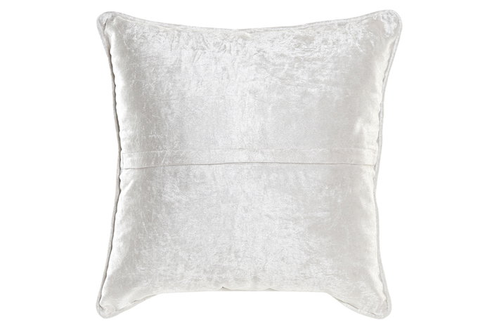 DKD Home Decor Cojín de Terciopelo Poliéster Blanco Gris con Rombos 45 x 45 cm