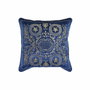 DKD Home Decor Cojín de Terciopelo Azul y Dorado con Acabado Bordado