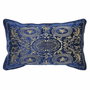 DKD Home Decor Cojín de Terciopelo Azul Marino y Dorado con Acabado Bordado