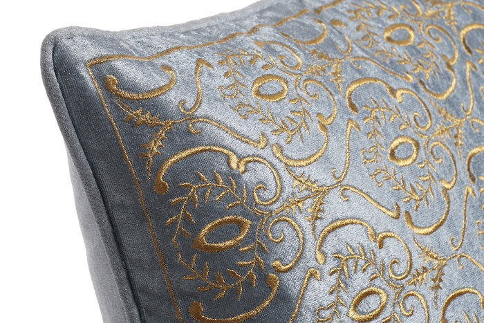 DKD Home Decor Cojín Neoclásico Azul Dorado Terciopelo Poliéster 10 x 45 x 45 cm