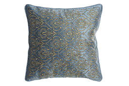 DKD Home Decor Cojín Neoclásico Azul Dorado Terciopelo Poliéster 10 x 45 x 45 cm