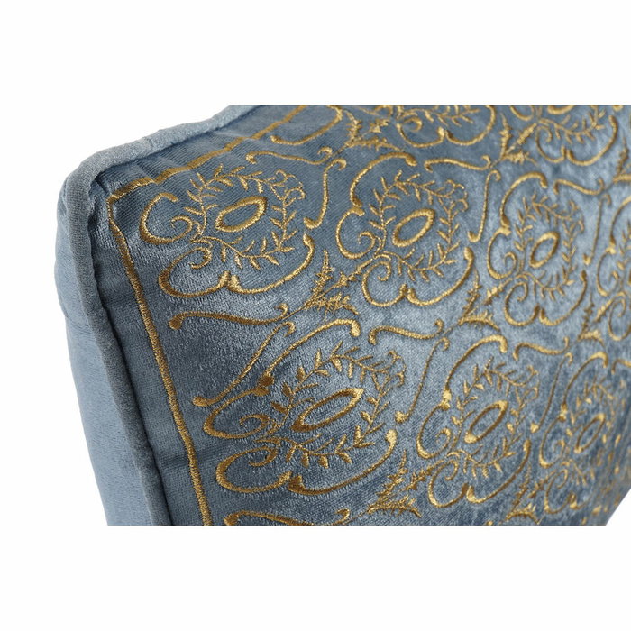 DKD Home Decor Cojín de Terciopelo Azul y Dorado con Acabado Bordado DKD Home Decor Cojín de Terciopelo Azul y Dorado con Acabado Bordado