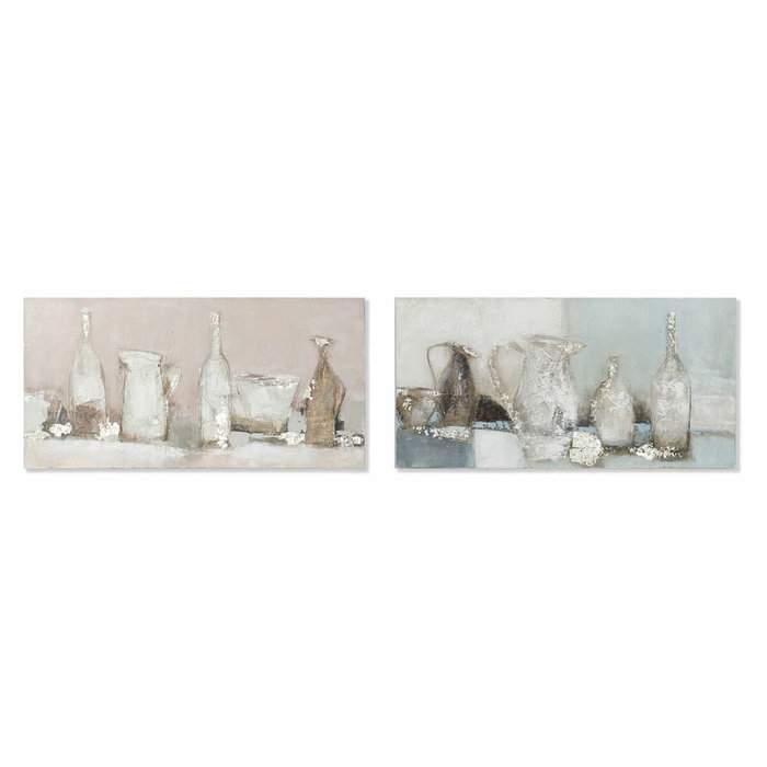 DKD Home Decor Set de 2 Cuadros Lienzo Bodegón 120x60 cm en Marco de Pino