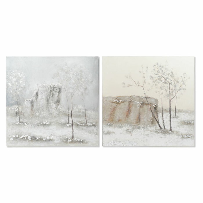 DKD Home Decor Cuadro Lienzo de Árboles, Pack de 2 unidades, 100x102 cm