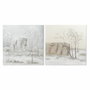DKD Home Decor Cuadro Lienzo de Árboles, Pack de 2 unidades, 100x102 cm