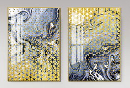 DKD Home Decor Cuadro Moderno Abstracto Dorado Negro 90 x 60 cm (2 Unidades)