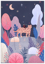 DKD Home Decor Cuadro Azul Rosa Árboles Noche 4.3 x 73 x 53 cm PS (2 Unidades)