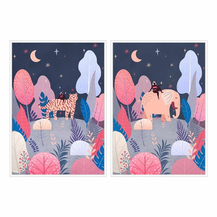 DKD Home Decor Cuadro Árboles Noche Pack de 2, 53x73x4,3 cm