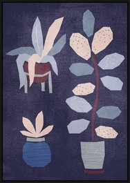 DKD Home Decor Cuadro Moderno Azul Flores Lienzo 123 x 83 x 4.5 cm (2 Unidades)