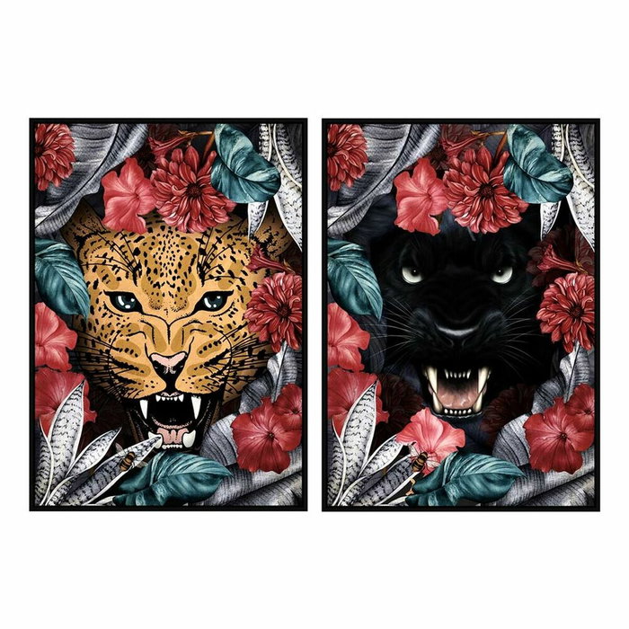 DKD Home Decor Cuadros Salvaje Enmarcados Pack de 2