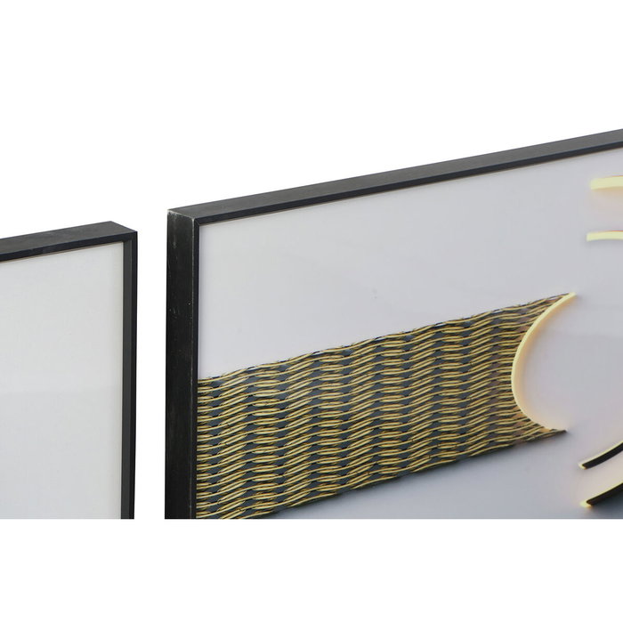 DKD Home Decor Set de 3 Cuadros Abstractos Gris y Negro