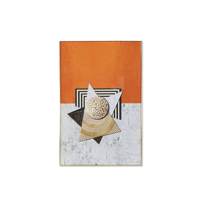 DKD Home Decor Cuadro Abstracto Porcelánico Naranja y Dorado 80x120 cm
