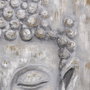 DKD Home Decor Cuadro Oriental Gris Plateado 2.4 x 100 x 100 cm Pintado a Mano con Buda (2 Unidades)