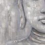 DKD Home Decor Cuadro Oriental Gris Plateado 2.4 x 100 x 100 cm Pintado a Mano con Buda (2 Unidades)