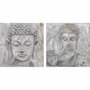 DKD Home Decor Set de 2 Cuadros de Lienzo Buda en Pino, 100x100 cm, Gris y Plateado