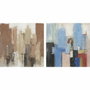 DKD Home Decor Set de 2 Cuadros Abstractos en Lienzo y Pino 100x100 cm, Azul y Marrón