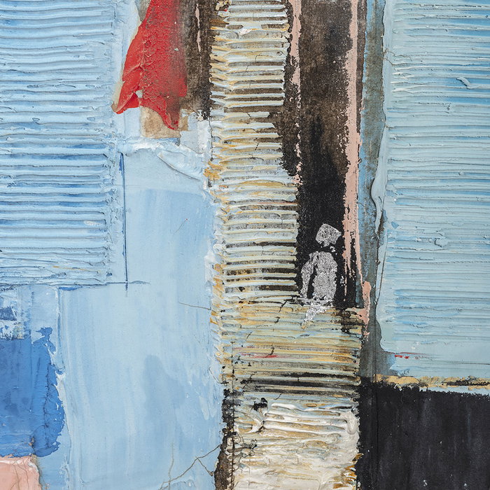 DKD Home Decor Set de 2 Cuadros Abstractos en Lienzo y Pino 100x100 cm, Azul y Marrón