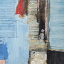 DKD Home Decor Set de 2 Cuadros Abstractos en Lienzo y Pino 100x100 cm, Azul y Marrón