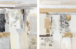 DKD Home Decor Cuadro Moderno Abstracto Beige Dorado Lienzo Pino Pintado a Mano 2.4 x 120 x 90 cm (2 Unidades)