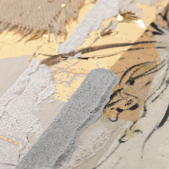 DKD Home Decor Cuadro Moderno Abstracto Beige Dorado Lienzo Pino Pintado a Mano 2.4 x 120 x 90 cm (2 Unidades)