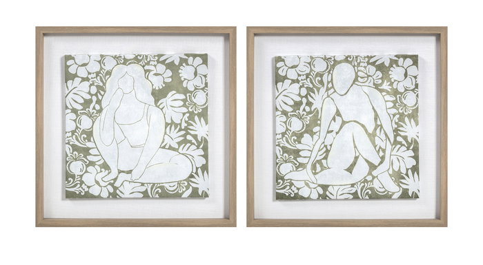 DKD Home Decor Set de 2 Cuadros de Lienzo y MDF Mujer con Flores 42x42 cm DKD Home Decor Set de 2 Cuadros de Lienzo y MDF Mujer con Flores 42x42 cm