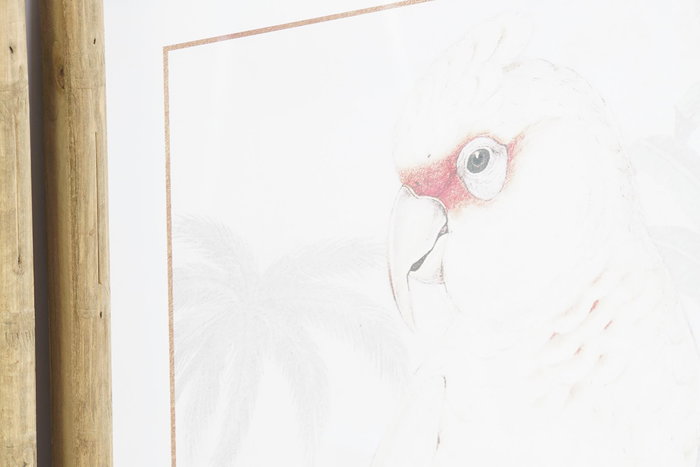 DKD Home Decor Cuadro Decorativo Tropical Cristal y MDF Blanco Gris Naranja Natural 70 x 50 x 3 cm (2 Unidades)