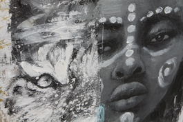 DKD Home Decor Cuadro Colonial Estilo Africana Negro Amarillo Lienzo PS 80 x 60 x 3.5 cm (2 Unidades) Hecho a Mano