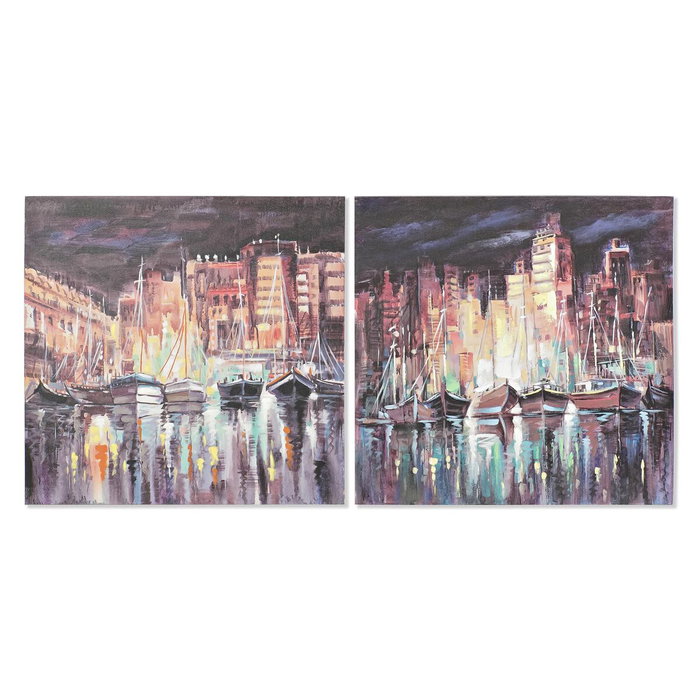 DKD Home Decor Set de 2 Cuadros de Lienzo y MDF Ciudad 80x80 cm Multicolor DKD Home Decor Set de 2 Cuadros de Lienzo y MDF Ciudad 80x80 cm Multicolor