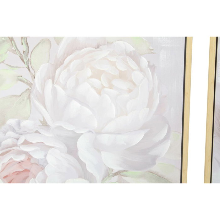 DKD Home Decor Set de 2 Cuadros de Lienzo Flores Enmarcados 80x80 cm