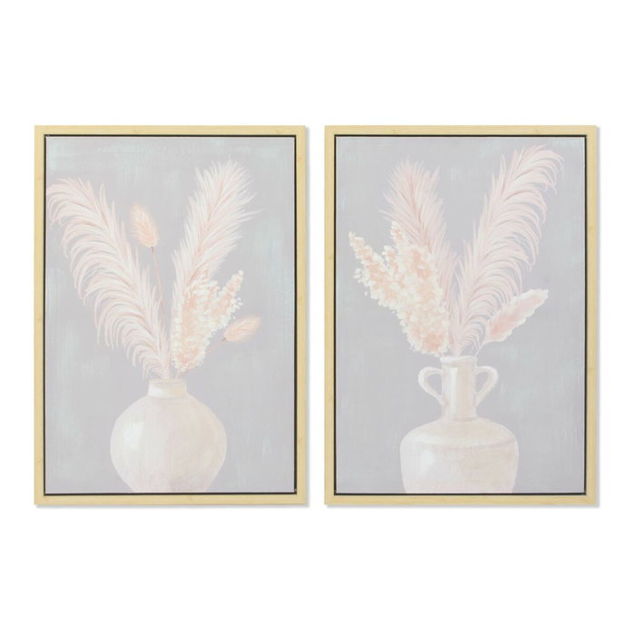 DKD Home Decor Set de 2 Cuadros Lienzo Jarrón Enmarcado 50x4x70 cm Gris y Beige DKD Home Decor Set de 2 Cuadros Lienzo Jarrón Enmarcado 50x4x70 cm Gris y Beige