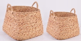 DKD Home Decor Set de 2 Cestas de Junco 44x44x45 cm Marrón y Natural