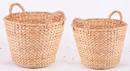 DKD Home Decor Cesta Balines Marron 34 x 42 x 34 cm Set de 2 Unidades Hecho a Mano Junco Reciclable