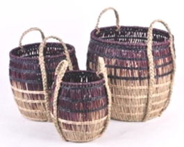 DKD Home Decor Cesta Tropical Lila Natural Seagrass Set de 3 39 x 41 x 39 cm