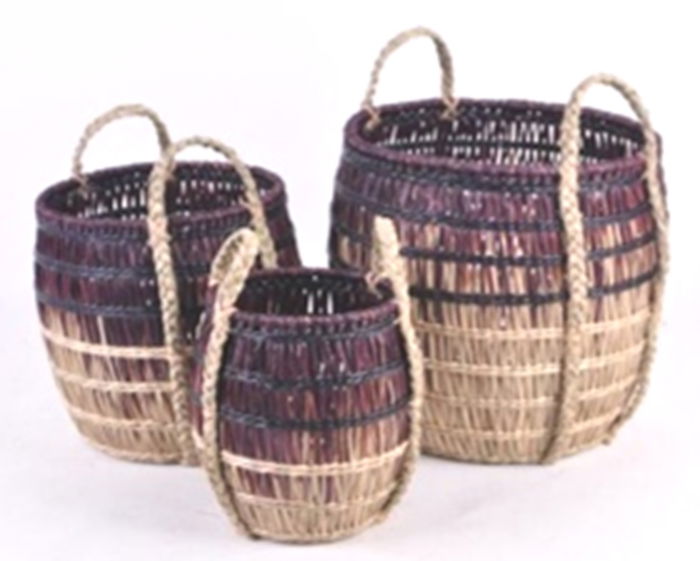 DKD Home Decor Cesta Tropical Lila Natural Seagrass Set de 3 39 x 41 x 39 cm DKD Home Decor Cesta Tropical Lila Natural Seagrass Set de 3 39 x 41 x 39 cm