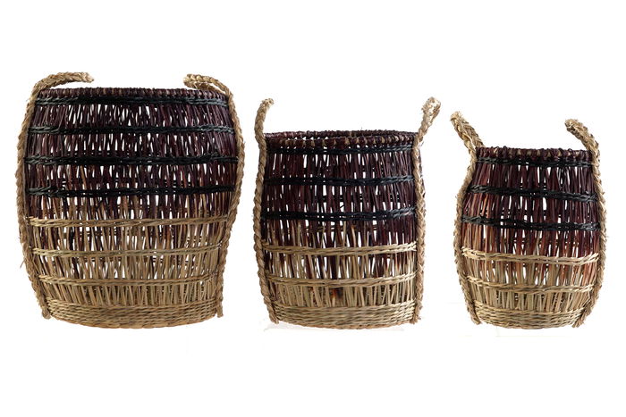 DKD Home Decor Cesta Tropical Lila Natural Seagrass Set de 3 39 x 41 x 39 cm DKD Home Decor Cesta Tropical Lila Natural Seagrass Set de 3 39 x 41 x 39 cm