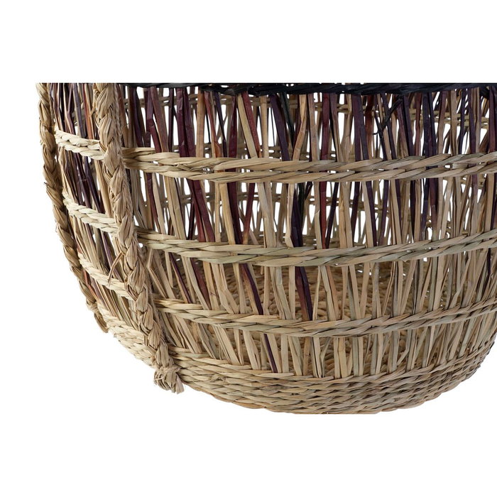 DKD Home Decor Set de 3 Cestas de Seagrass 39x39x41 Lila y Natural DKD Home Decor Set de 3 Cestas de Seagrass 39x39x41 Lila y Natural