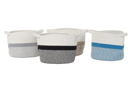 DKD Home Decor Cesta Loft Gris Negro Beige Azul Algodón 25 x 20 x 25 cm (4 Unidades)