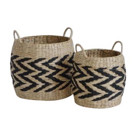 DKD Home Decor Set de 2 Cestas de Fibra 30x30x30 Marrón Claro Natural