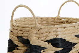 DKD Home Decor Cesta Balines Marron Claro Negro Fibra 30 x 30 x 30 cm Set de 2