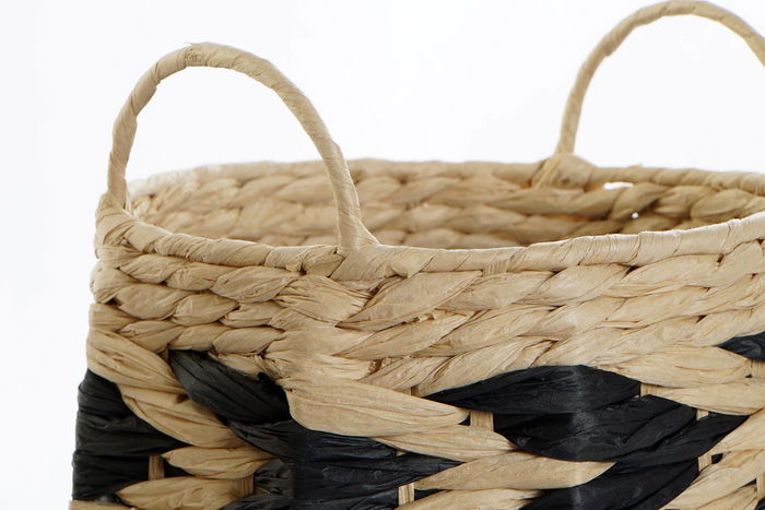 DKD Home Decor Cesta Balines Marron Claro Negro Fibra 30 x 30 x 30 cm Set de 2 DKD Home Decor Cesta Balines Marron Claro Negro Fibra 30 x 30 x 30 cm Set de 2