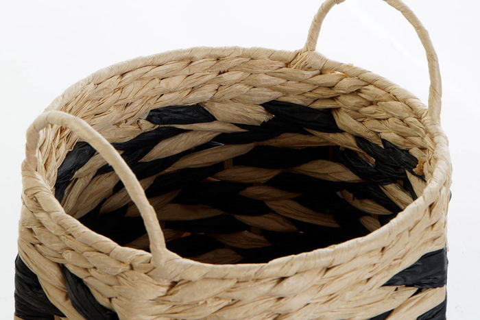 DKD Home Decor Cesta Balines Marron Claro Negro Fibra 30 x 30 x 30 cm Set de 2 DKD Home Decor Cesta Balines Marron Claro Negro Fibra 30 x 30 x 30 cm Set de 2