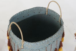 DKD Home Decor Cesta Balines Multicolor Bambú Set de 3 Piezas 46 x 57 x 46 cm con Flecos