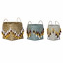 DKD Home Decor Set de 3 Cestas de Bambú con Flecos Multicolor