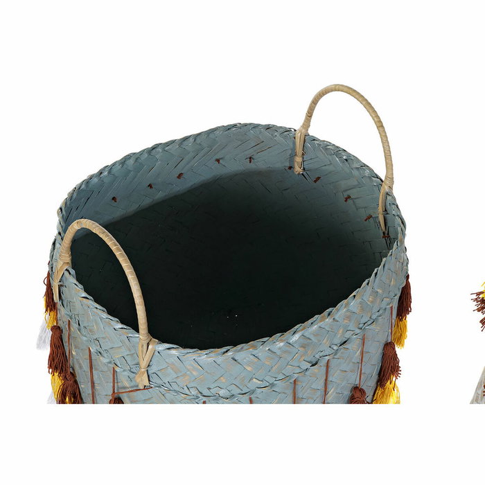 DKD Home Decor Set de 3 Cestas de Bambú con Flecos Multicolor