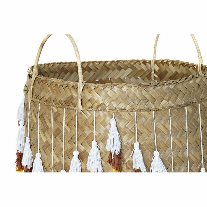 DKD Home Decor Set de 3 Cestas de Bambú con Flecos Multicolor