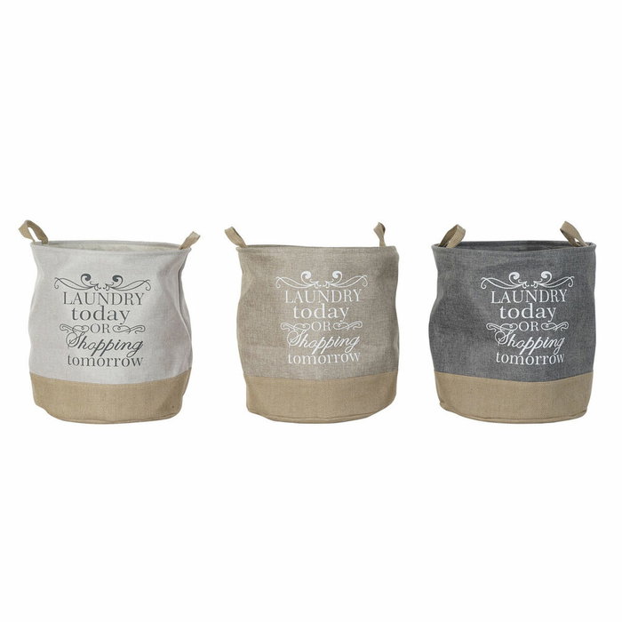 DKD Home Decor Cesta de Poliéster Laundry Today Surtido de 3 Unidades