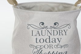 DKD Home Decor Laundry today Cesta Basicos Beige Marron Claro Gris Poliester 39 x 41 x 39 cm (3 Unidades)