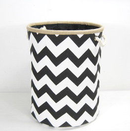 DKD Home Decor Cesta de Poliéster y Yute Zig Zag Blanco