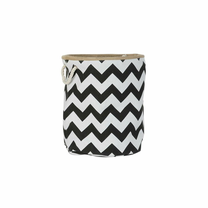 DKD Home Decor Cesta de Poliéster y Yute Zig Zag Blanco DKD Home Decor Cesta de Poliéster y Yute Zig Zag Blanco